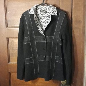 Agnus Textured Black and White Tiger Jacket M